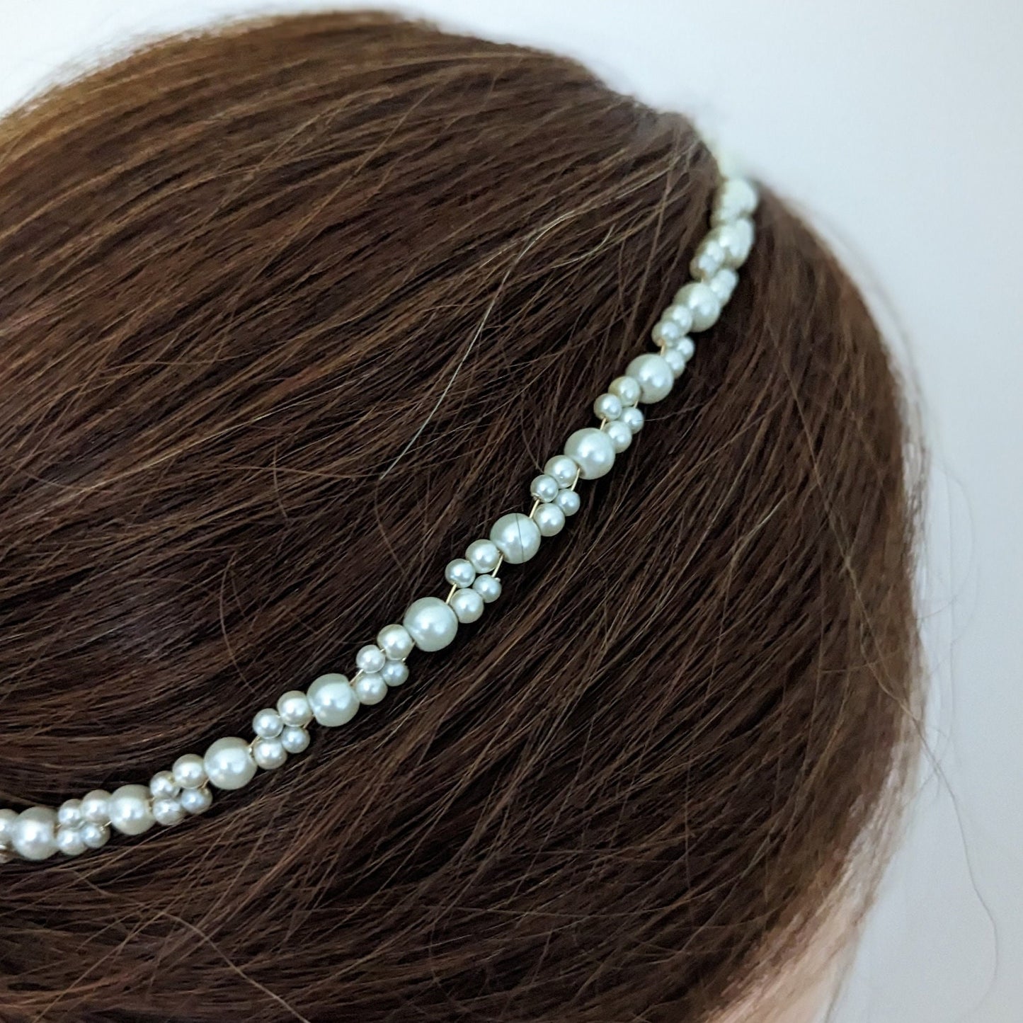 Kate - Simple Pearl Bridal Hair Vine (8"-24")
