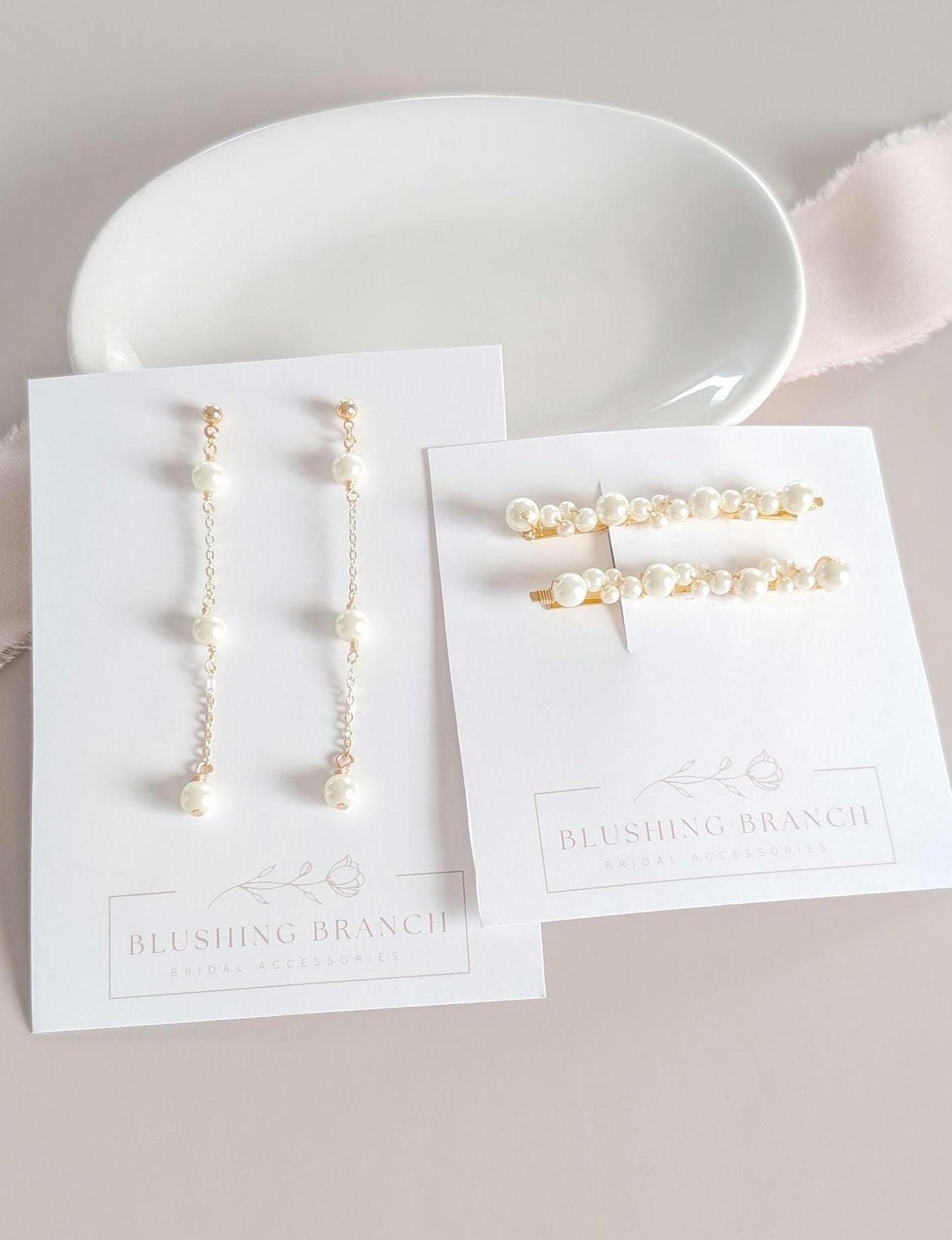 Kate & Elle Set - Pearl Bobby Pins and Earrings