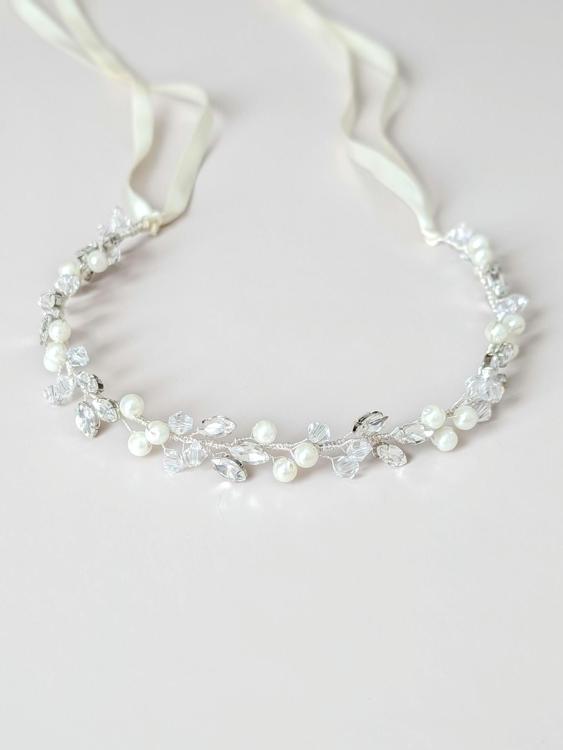 Crystal and Pearl Bridal Belt Perfect Bridal Lola Pearl and Crystal Embellished Dress Belt main image 4