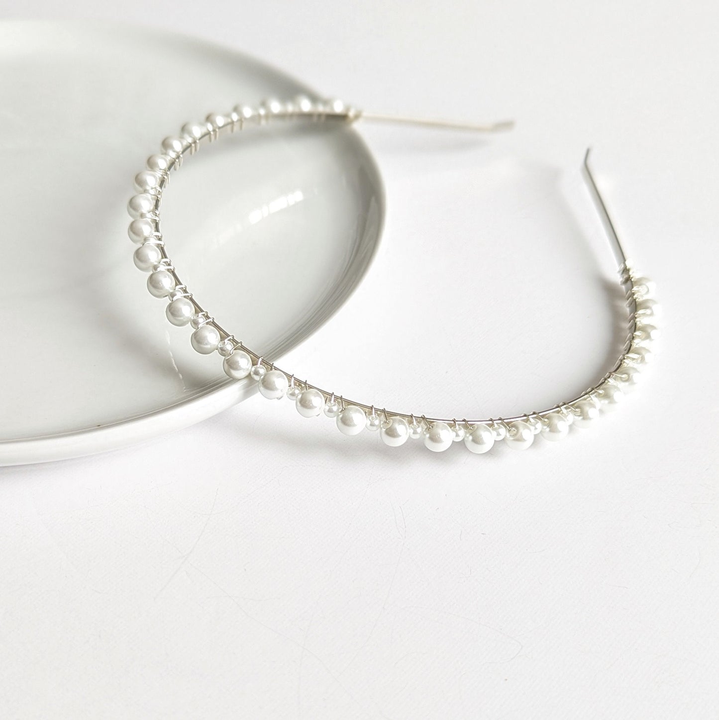 Macie - Dainty Single Row Pearl Bridal Headband