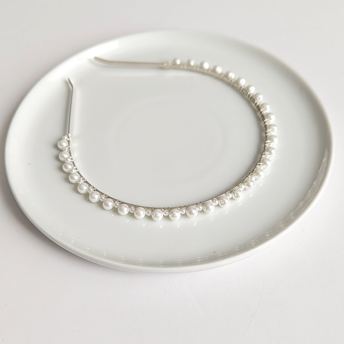 Macie - Dainty Single Row Pearl Bridal Headband