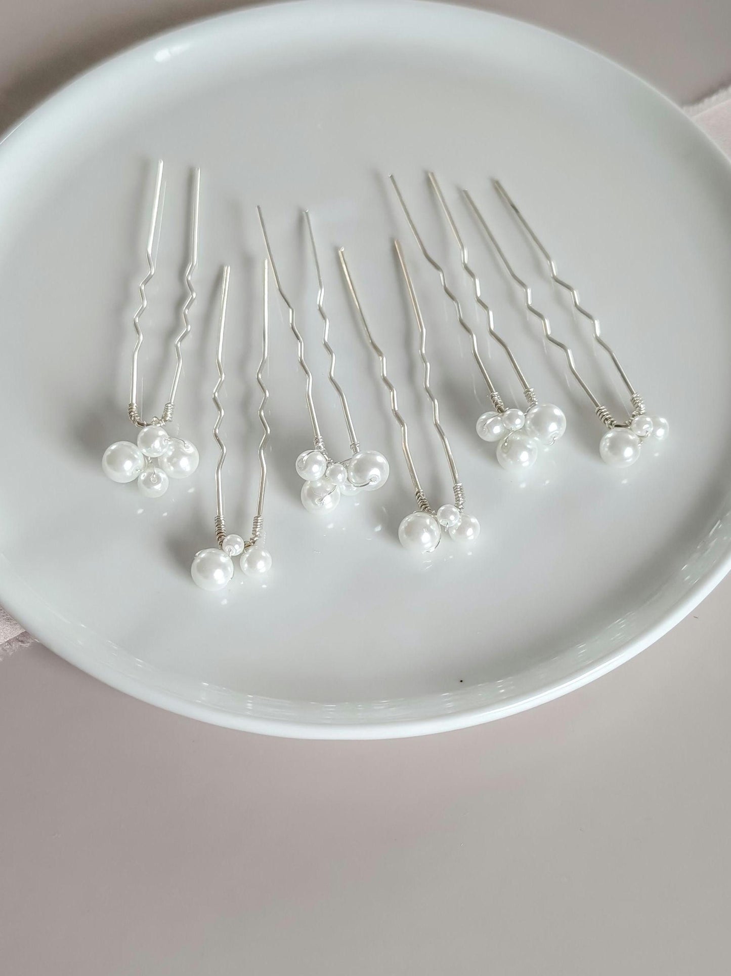 Elena - Pearl Cluster Hair Pin Set (Set of 6)