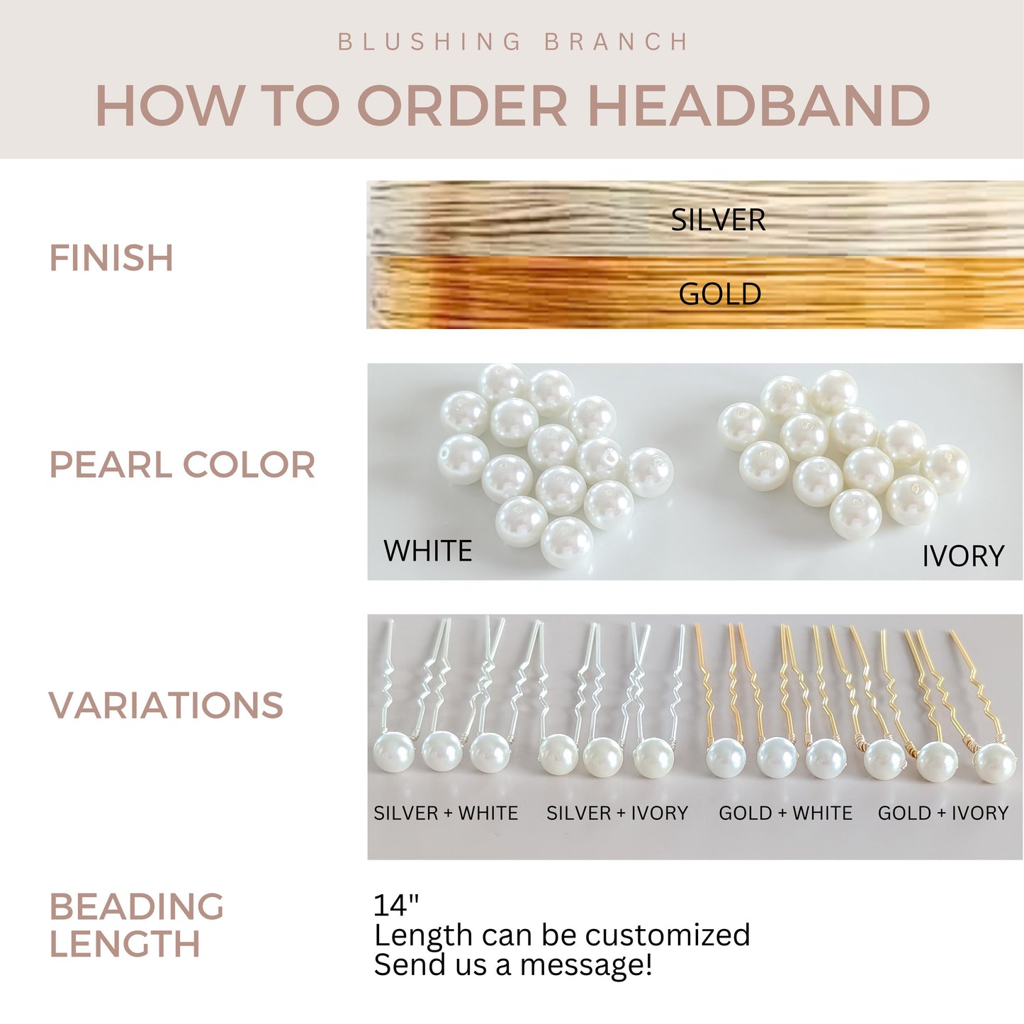 Lexi - Pearl Ribbon Tie Headband (14")
