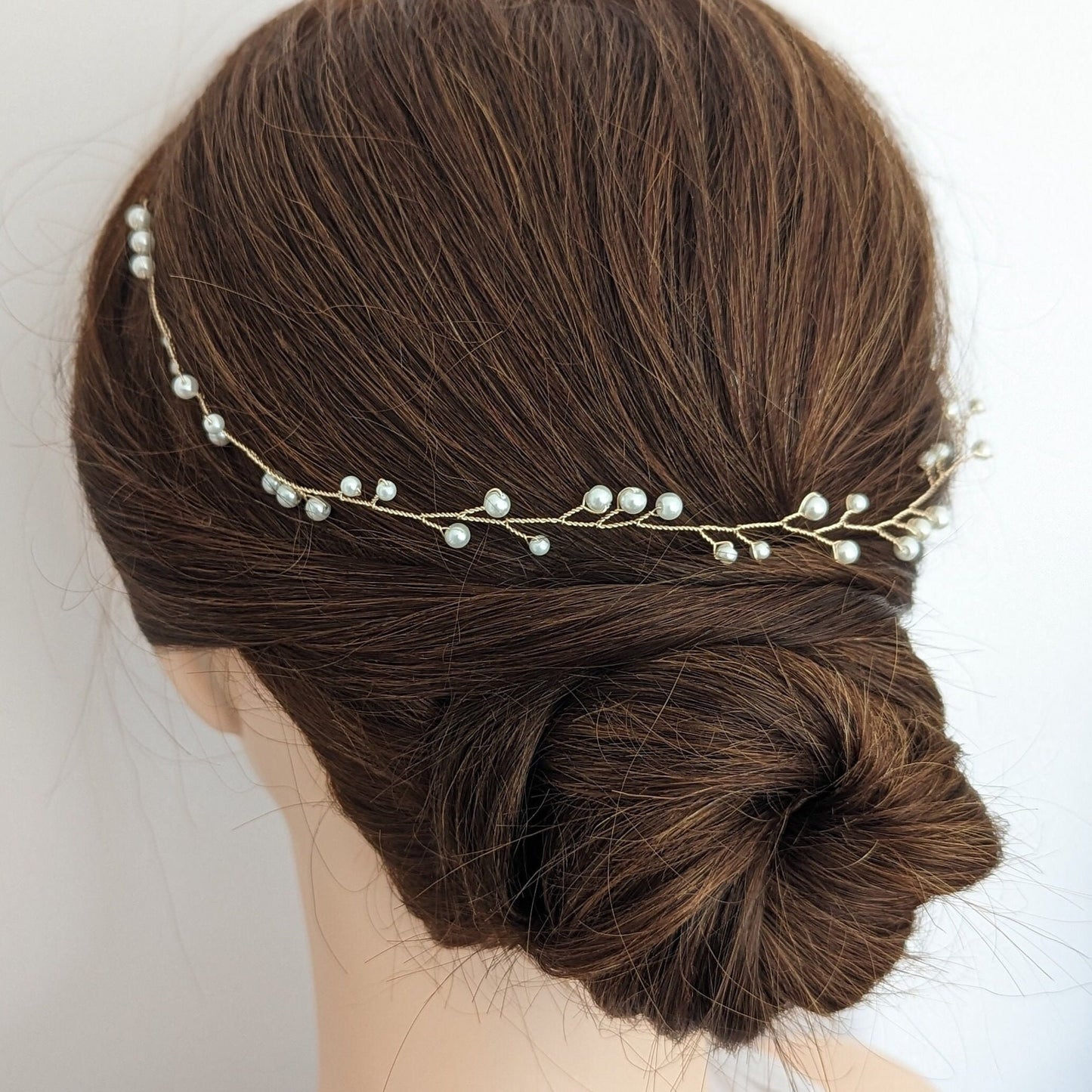 Cora - Delicate Pearl Wedding Hair Vine (8"-24")