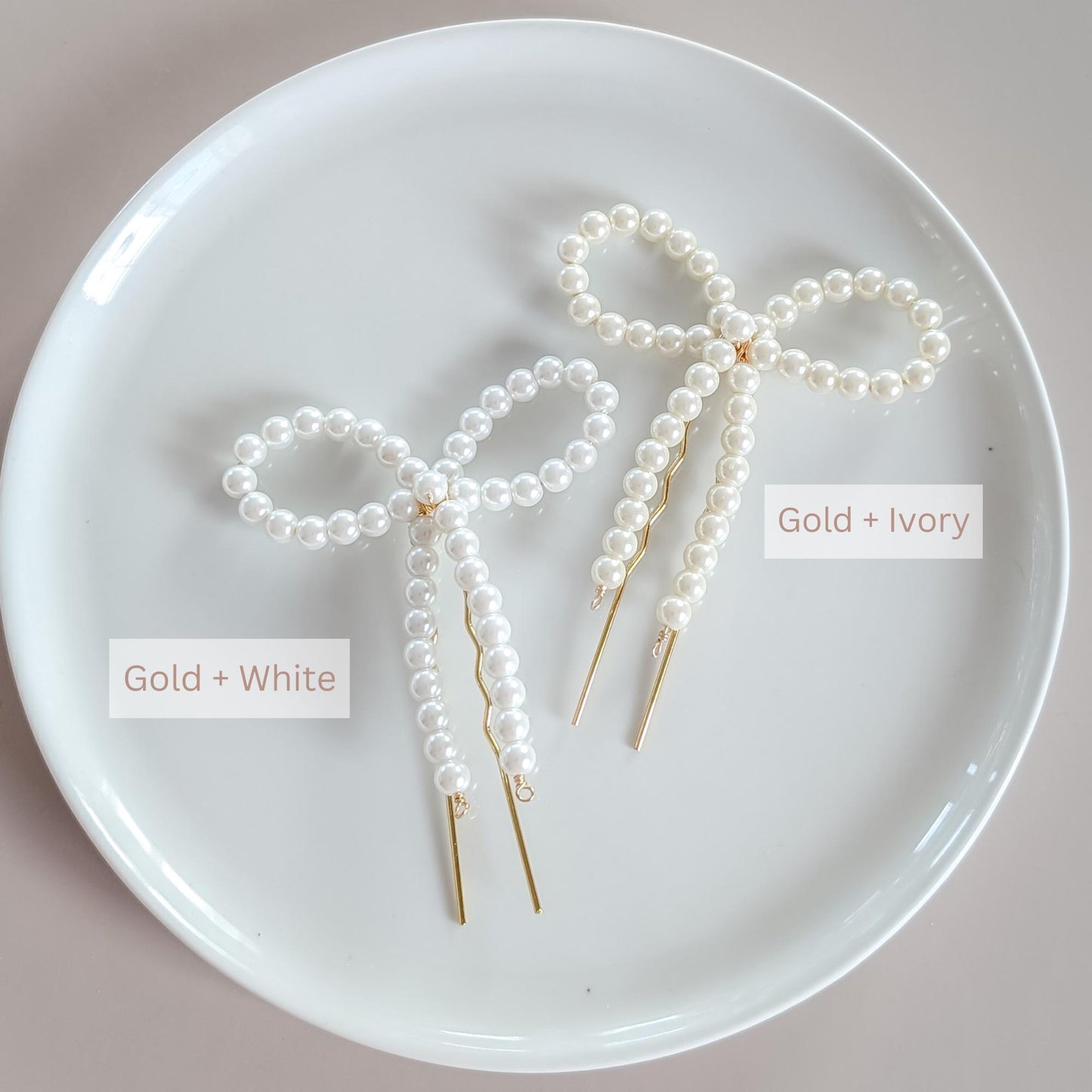 Amelia - Large Pearl Bow Hair Pin