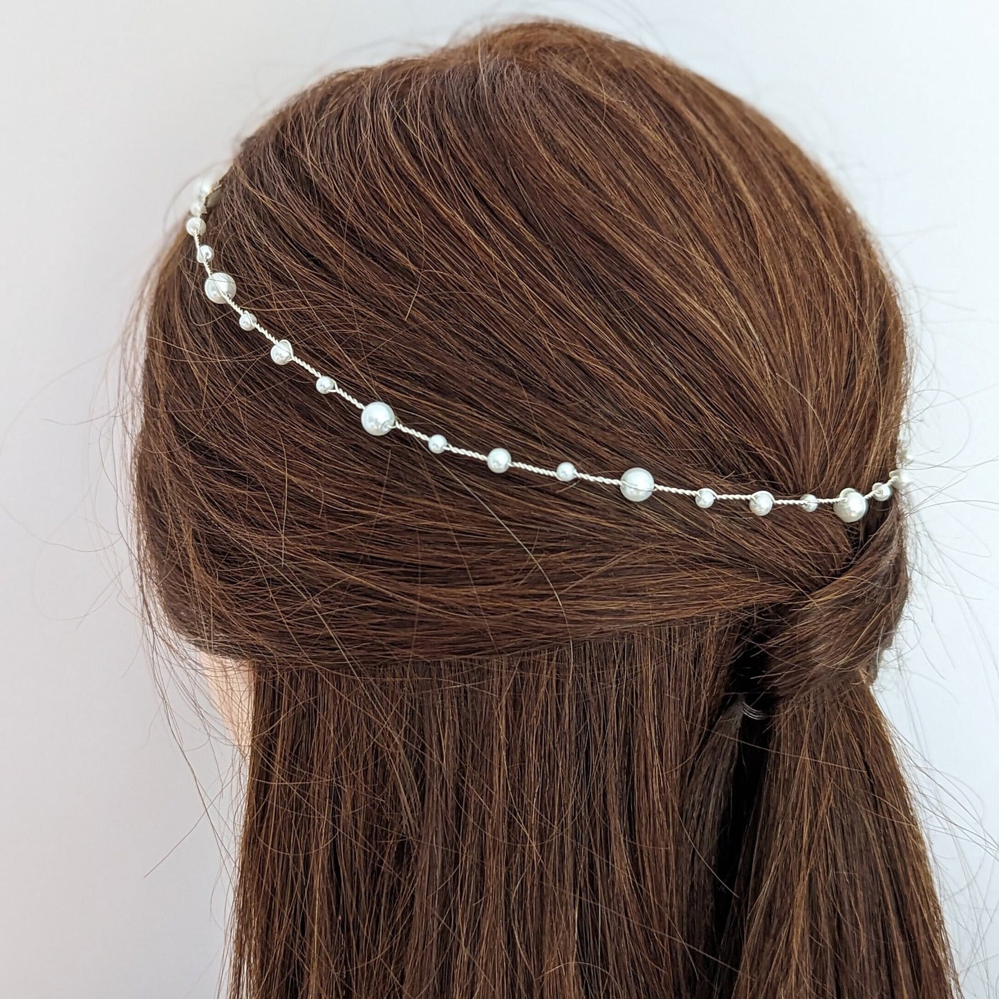 Hannah - Thin Pearl Bridal Hair Vine (8"-24")