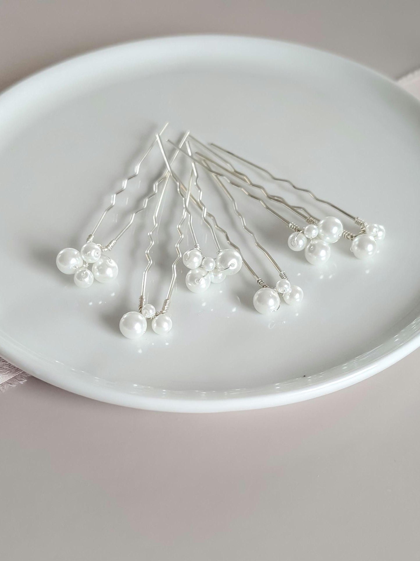 Elena - Pearl Cluster Hair Pin Set (Set of 6)