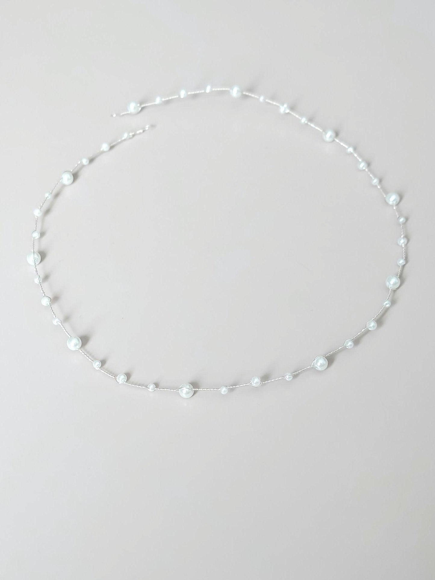 Hannah - Thin Pearl Bridal Hair Vine (8"-24")