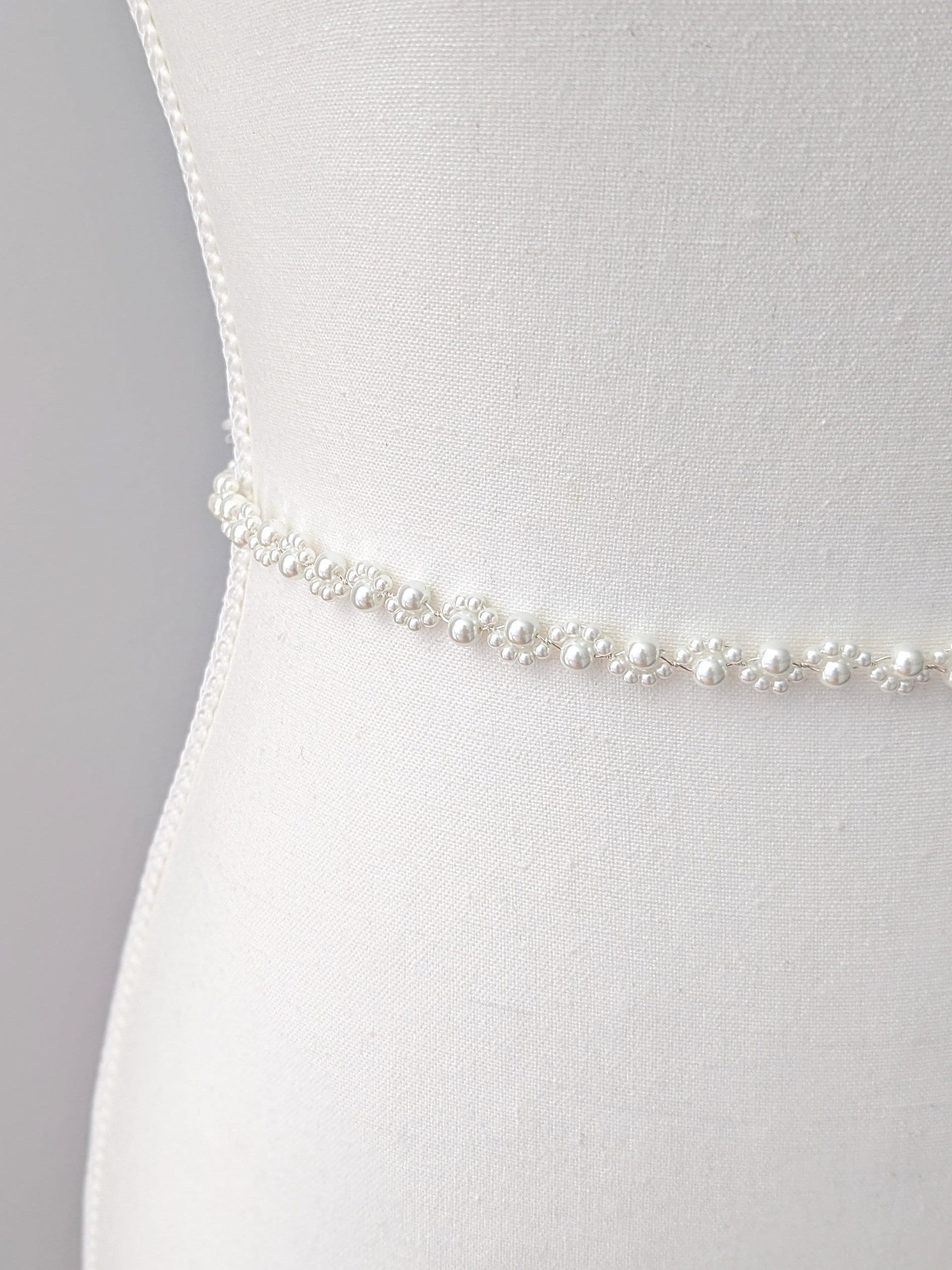 Lexi - Simple Pearl Bridal Belt (18"-30") Blushing Branch Lexi - Simple Pearl Bridal Belt (18"-30") Blushing Branch