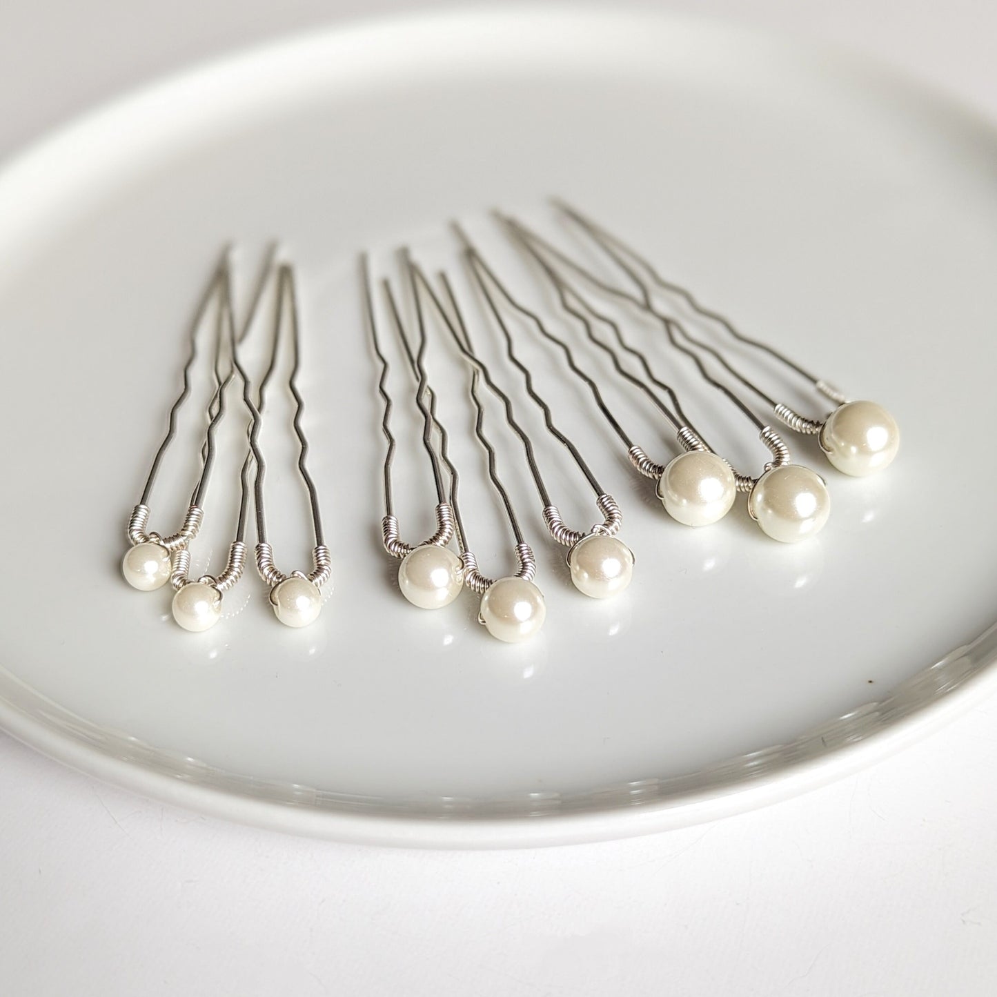 Pearl Hair Pins – Dainty Wedding Hair Accessories ( Set of 3, 6, 9, 12, or 18)