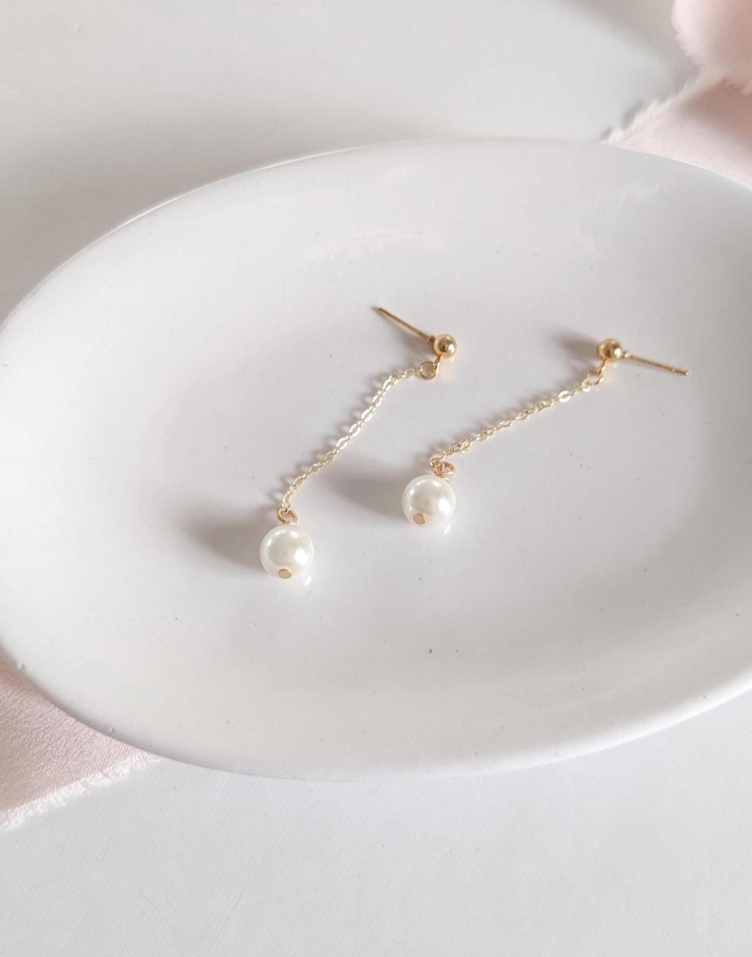 Kate & Sabine Set - Pearl Headband and Long Drop Earrings