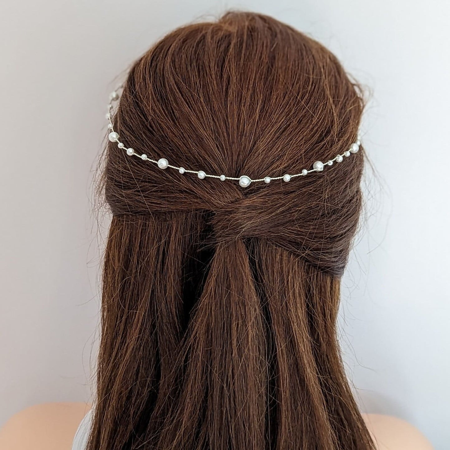 Hannah - Thin Pearl Bridal Hair Vine (8"-24")