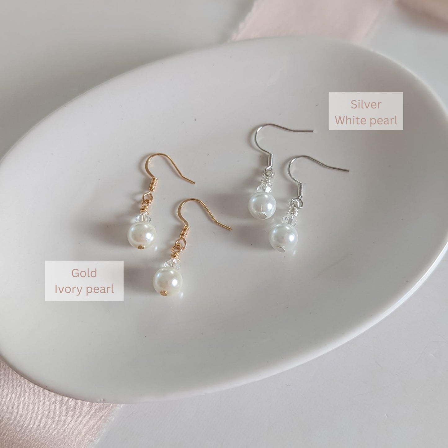 Mira - Pearl Drop Earrings With Crystal
