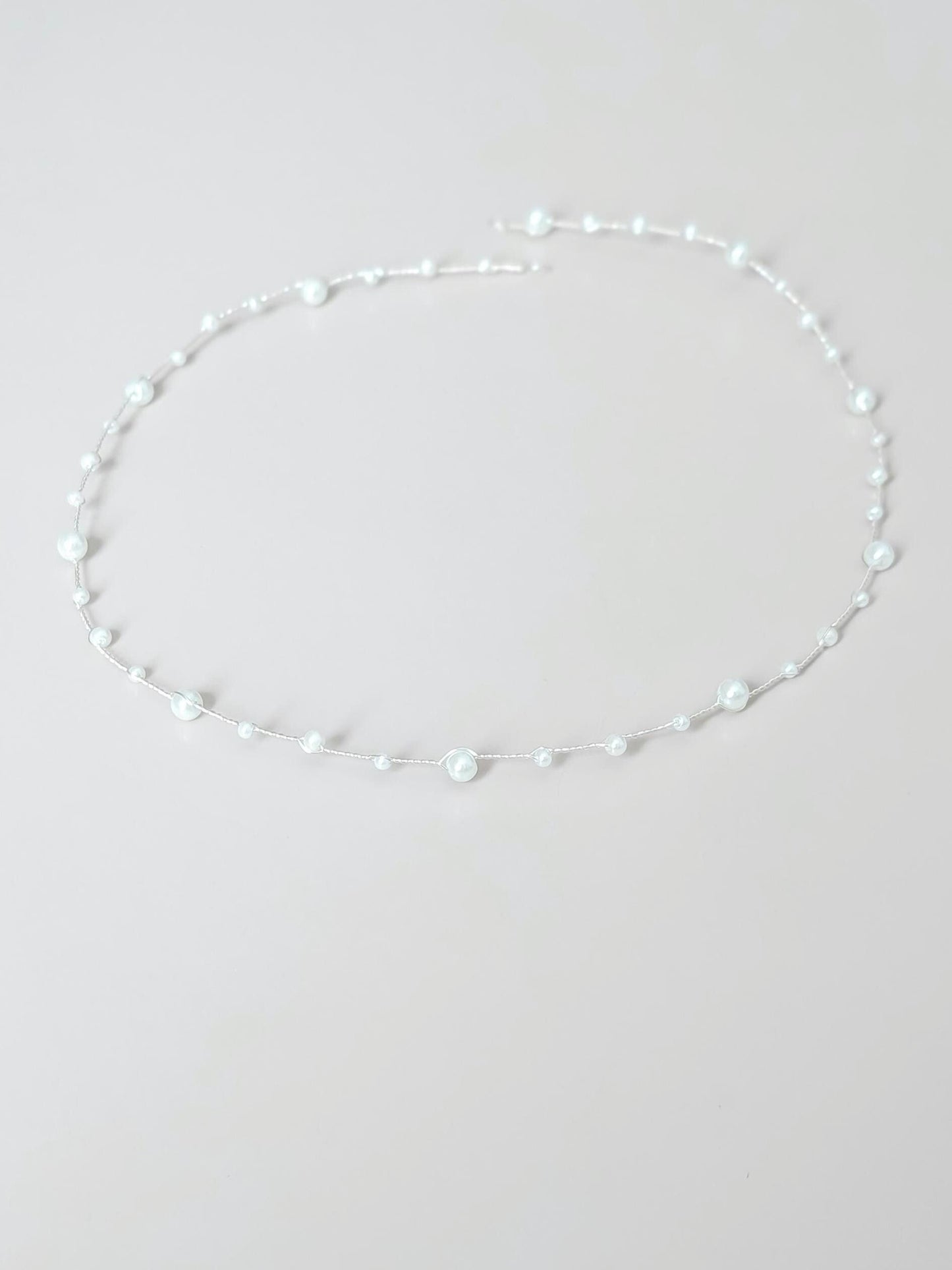 Hannah - Thin Pearl Bridal Hair Vine (8"-24")