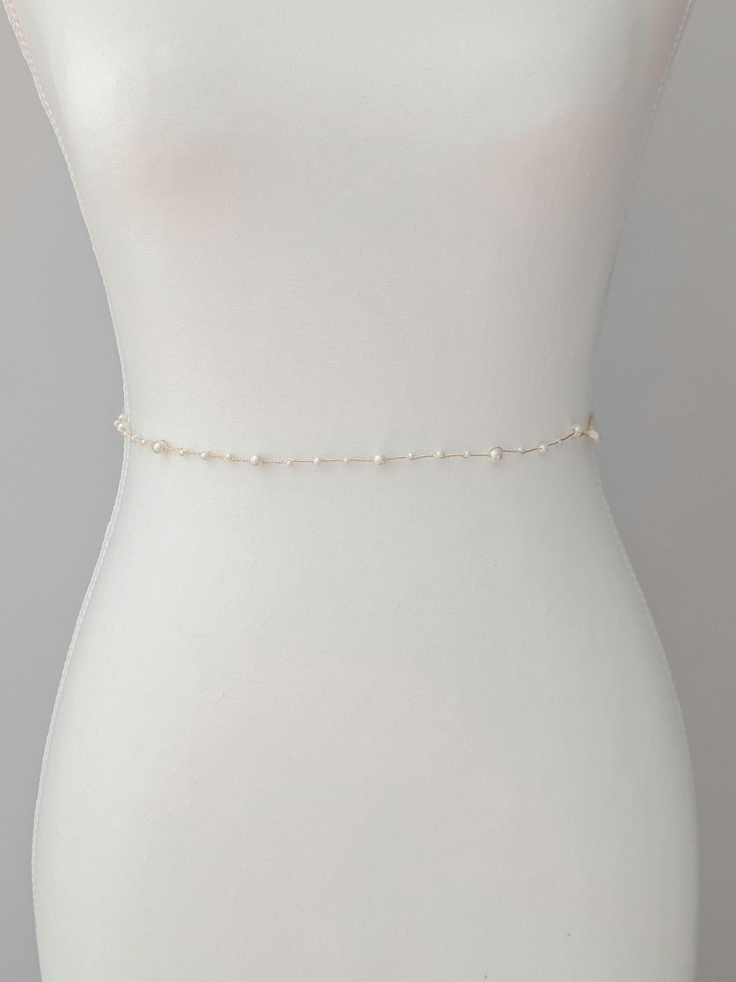 Hannah - Delicate Pearl Wedding Dress Sash (18"-30")