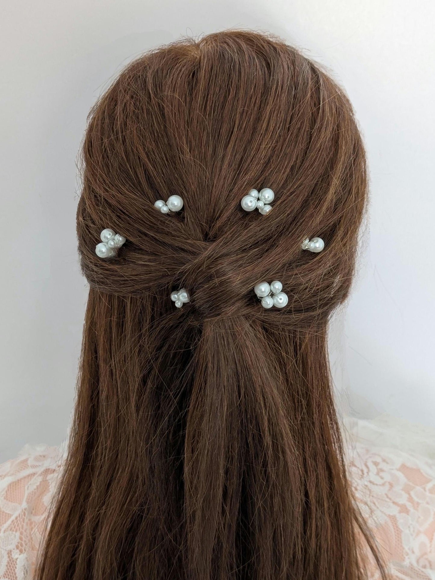 Elena - Pearl Cluster Hair Pin Set (Set of 6)