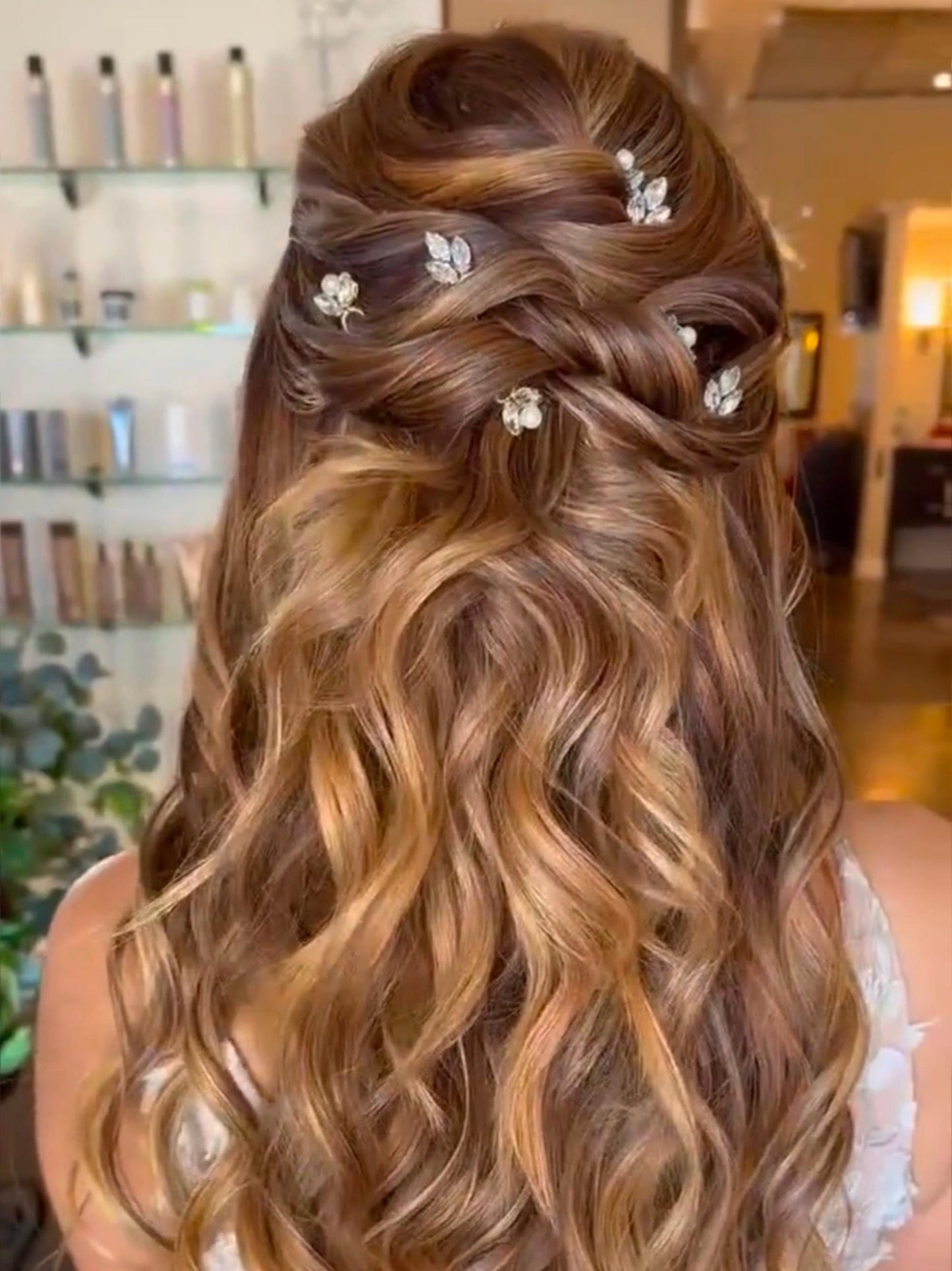 Chloe + Ava Jewelry Set - Crystal & Pearl Hair Pins with Matching Earrings