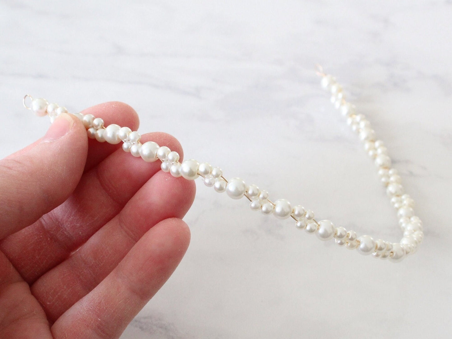 Kate - Simple Pearl Bridal Hair Vine (8"-24")