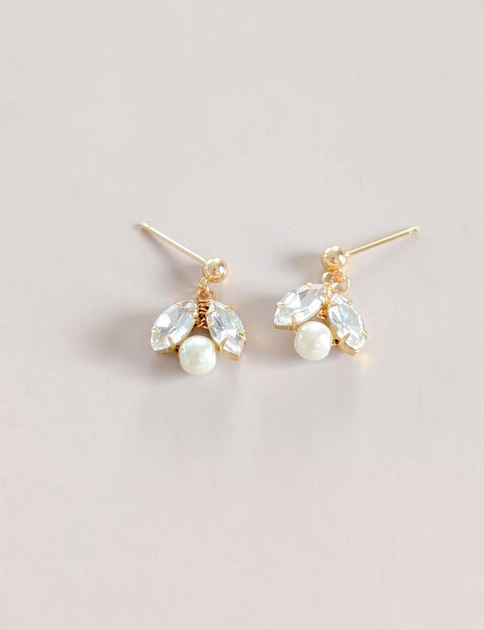 Ava - Crystal Bridal Earrings with Pearl Accents