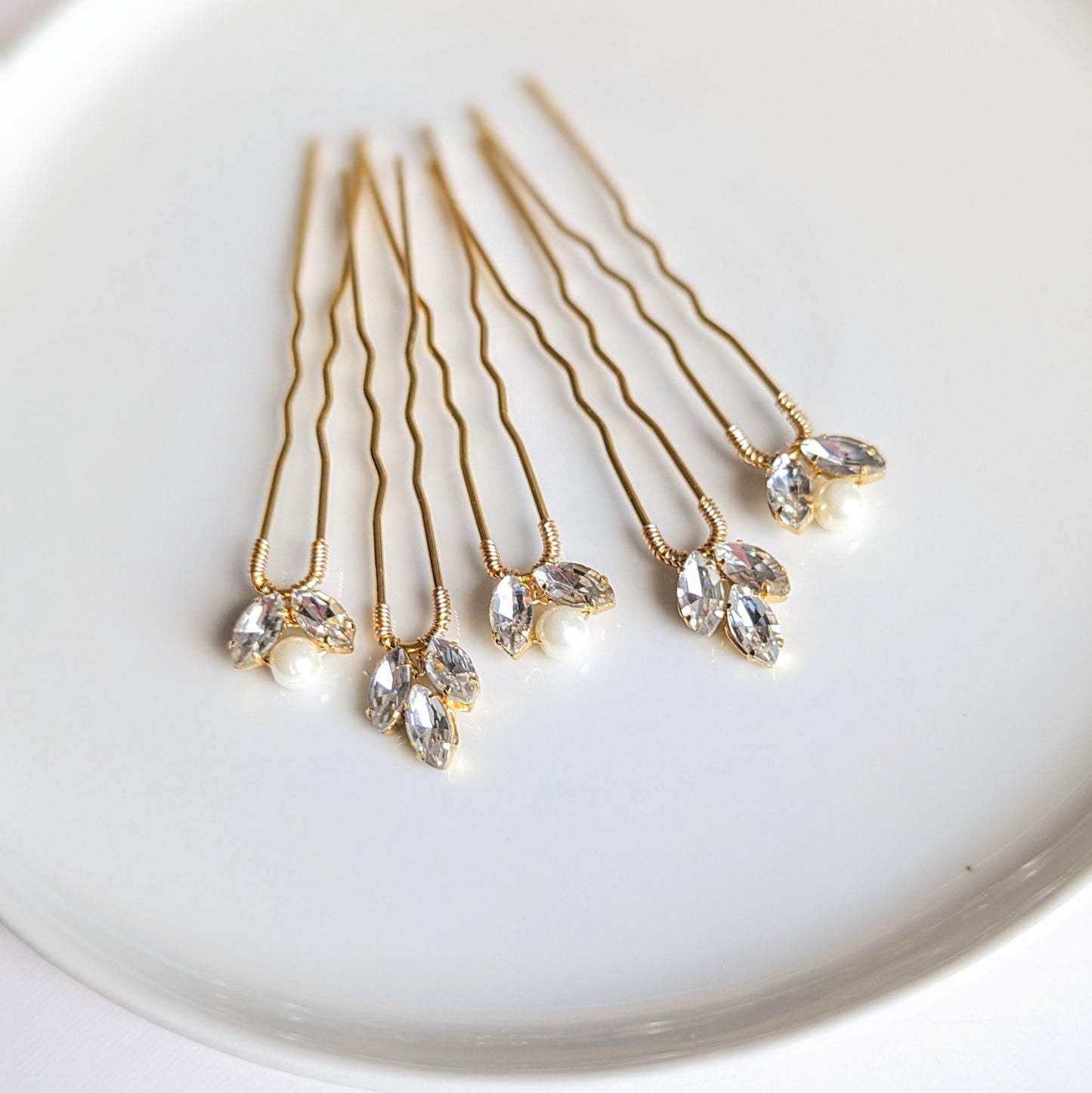 Chloe x Ava - Dainty Crystal Bridal Hair Pins (Set of 5)