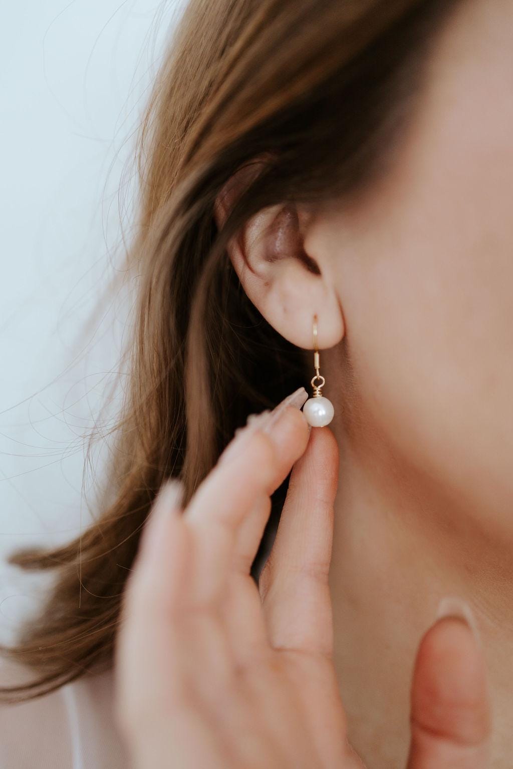 Kate & Anna Set - Dainty Pearl Headband and Pearl Drop Earrings