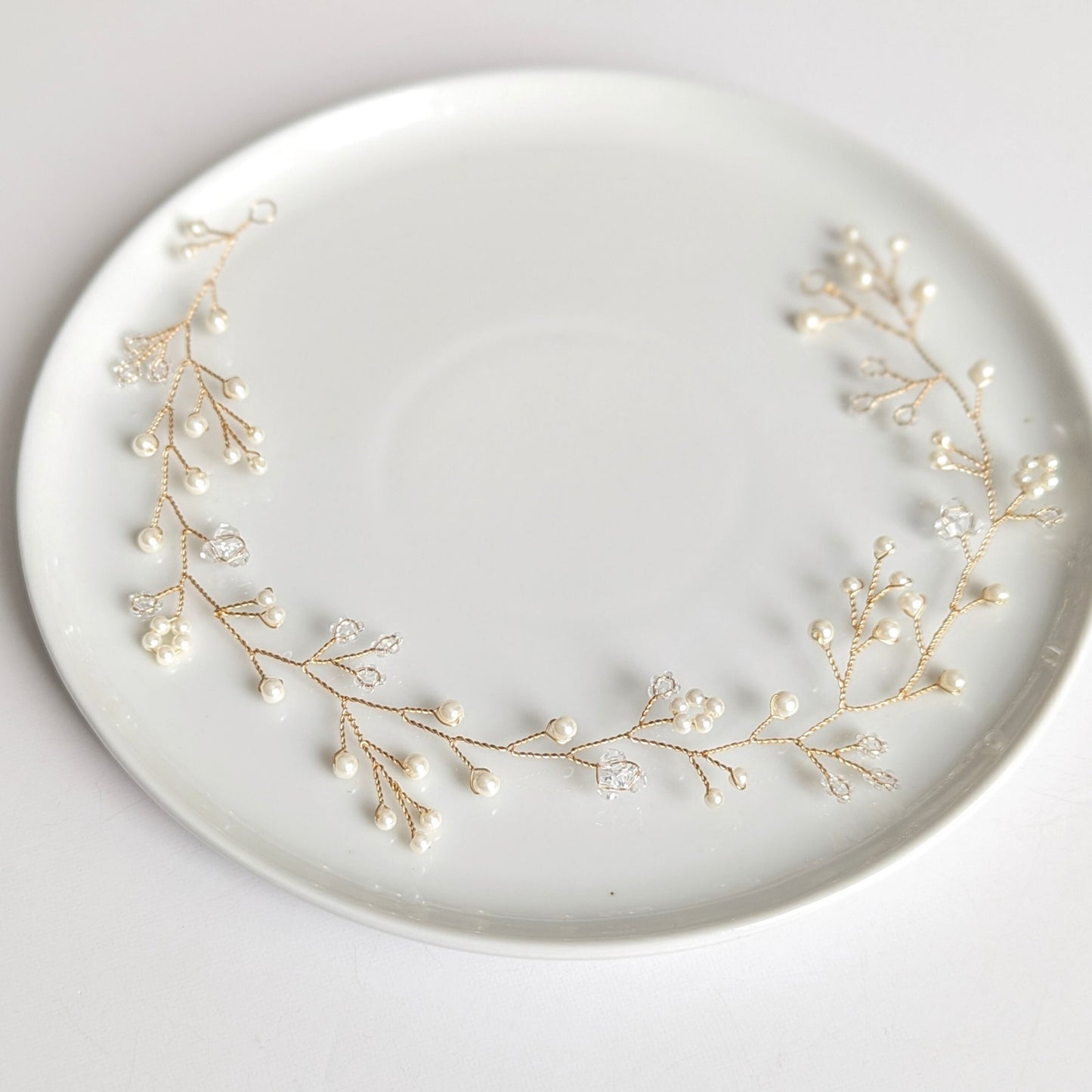 Willow - Boho Pearl & Crystal Floral Hair Vine (6"-24")