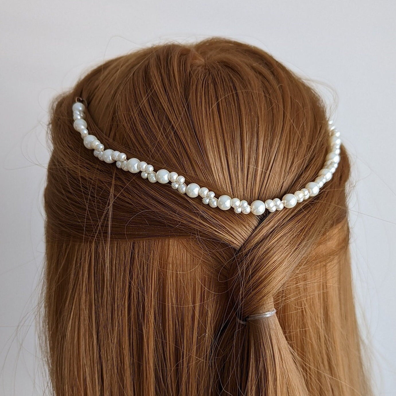 Kate - Simple Pearl Bridal Hair Vine (8"-24")