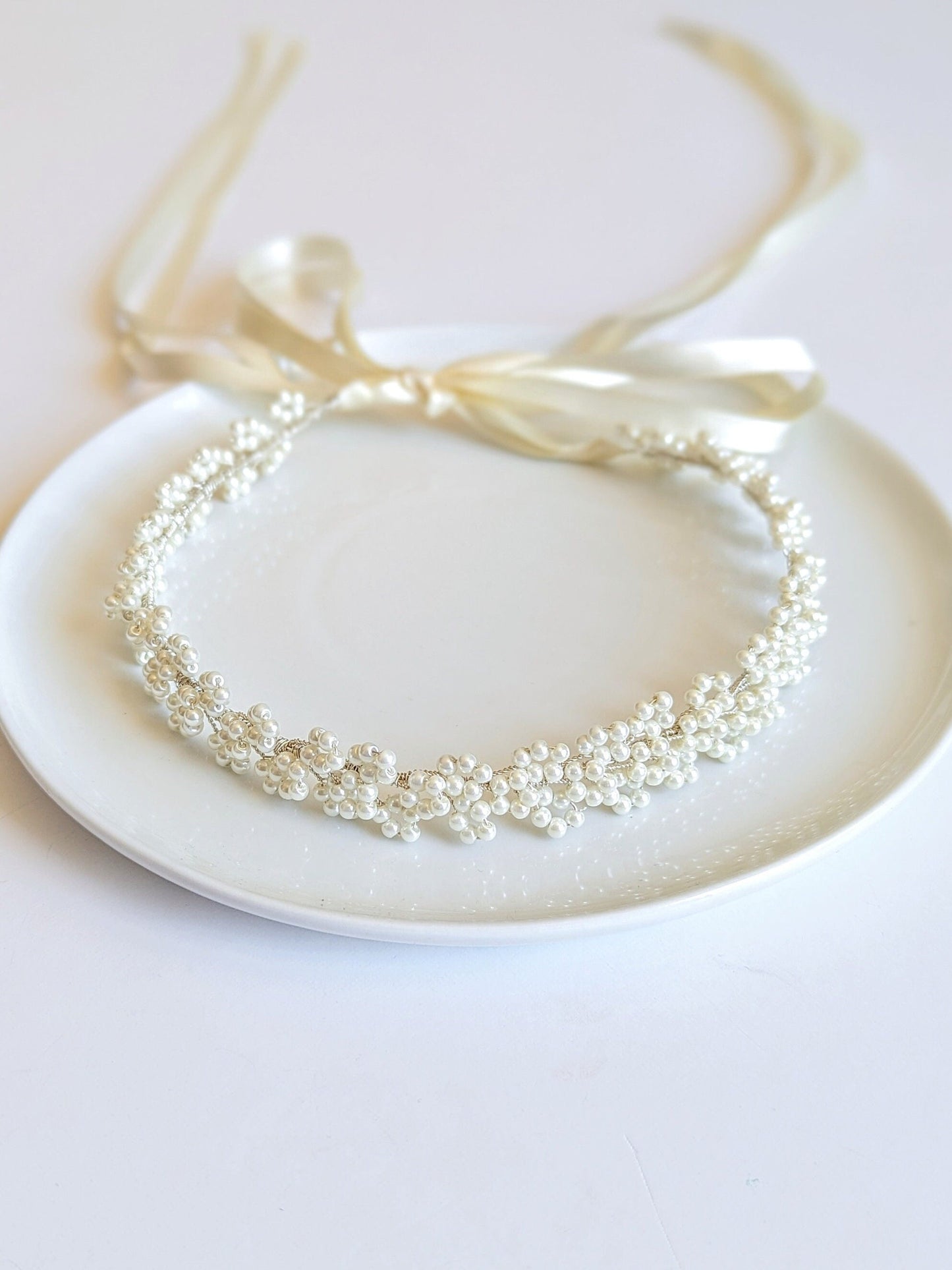 Sylvie - Baby’s Breath Inspired Pearl Bridal Sash (18"-24")