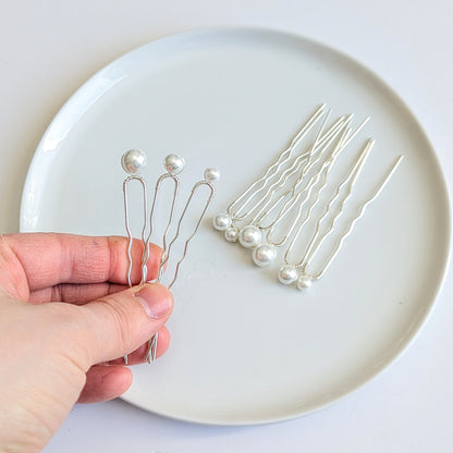 Pearl Hair Pins – Dainty Wedding Hair Accessories ( Set of 3, 6, 9, 12, or 18)