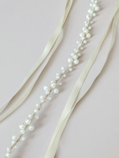 Eloise - Pearl Cluster Wedding Dress Sash (18"-30")