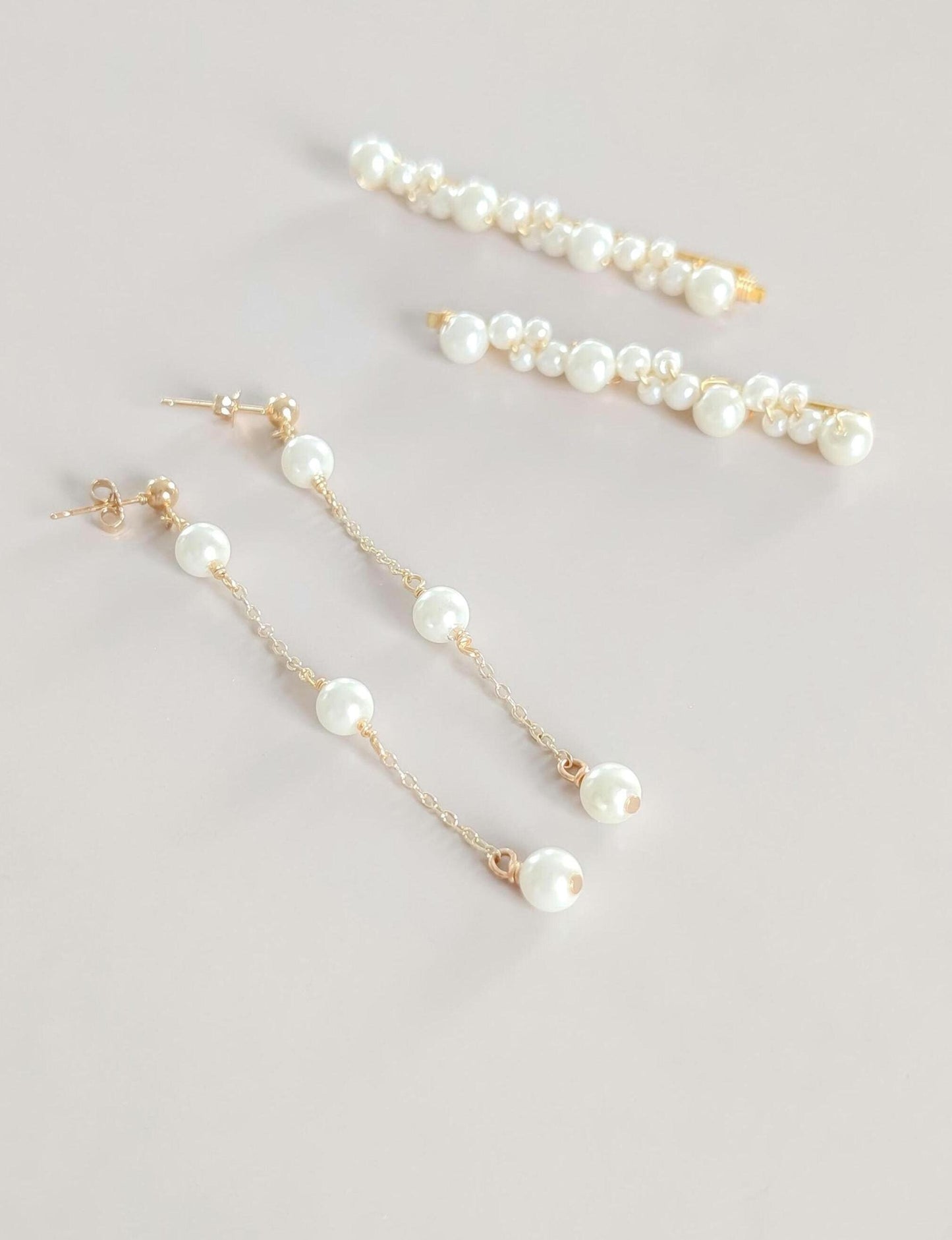 Kate & Elle Set - Pearl Bobby Pins and Earrings