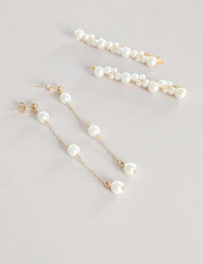 Kate & Elle Set - Pearl Bobby Pins and Earrings