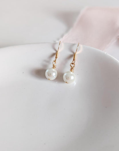 Kate & Anna Set - Dainty Pearl Headband and Pearl Drop Earrings
