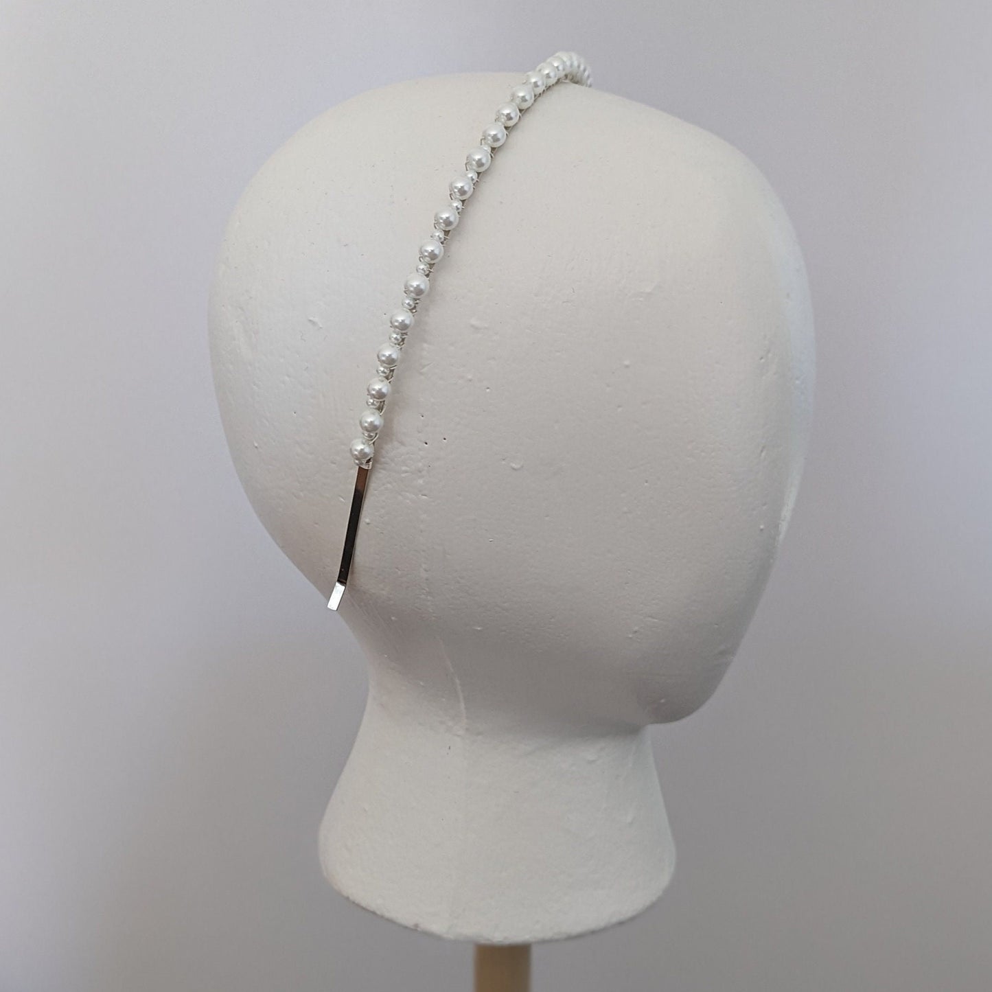 Macie - Dainty Single Row Pearl Bridal Headband