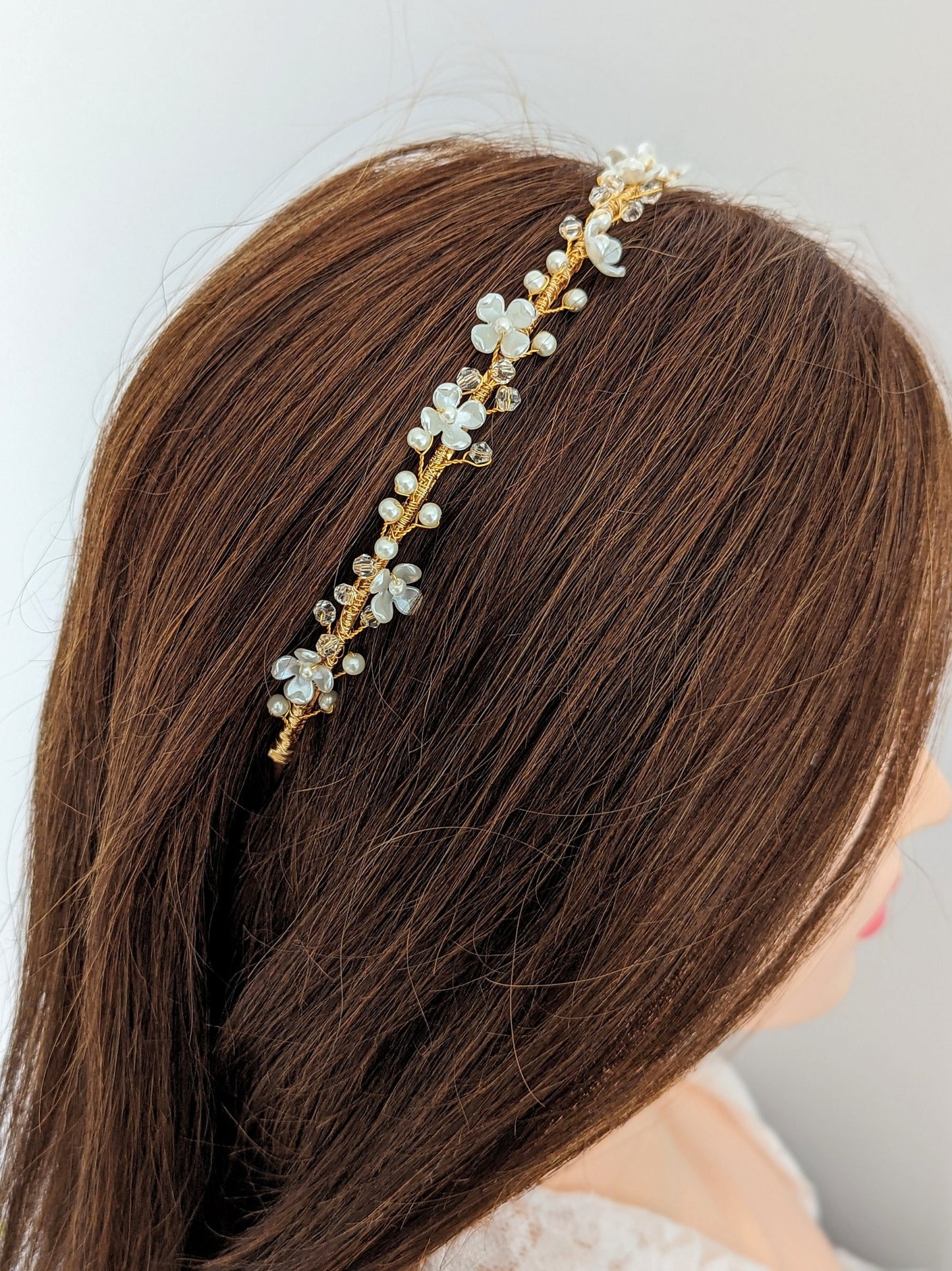 Rosalie – Floral Pearl & Crystal Bridal Headband