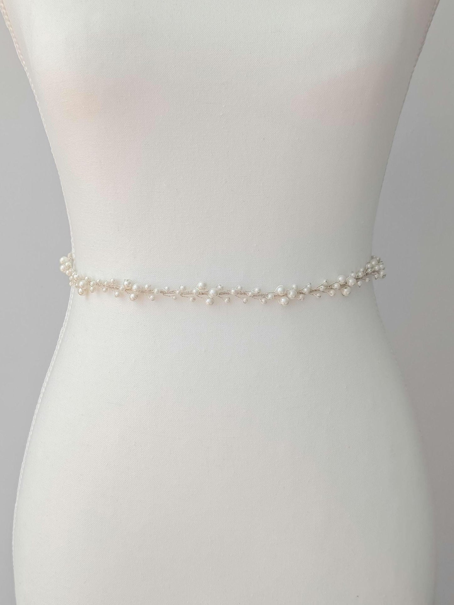 Eloise - Pearl Cluster Wedding Dress Sash (18"-30")