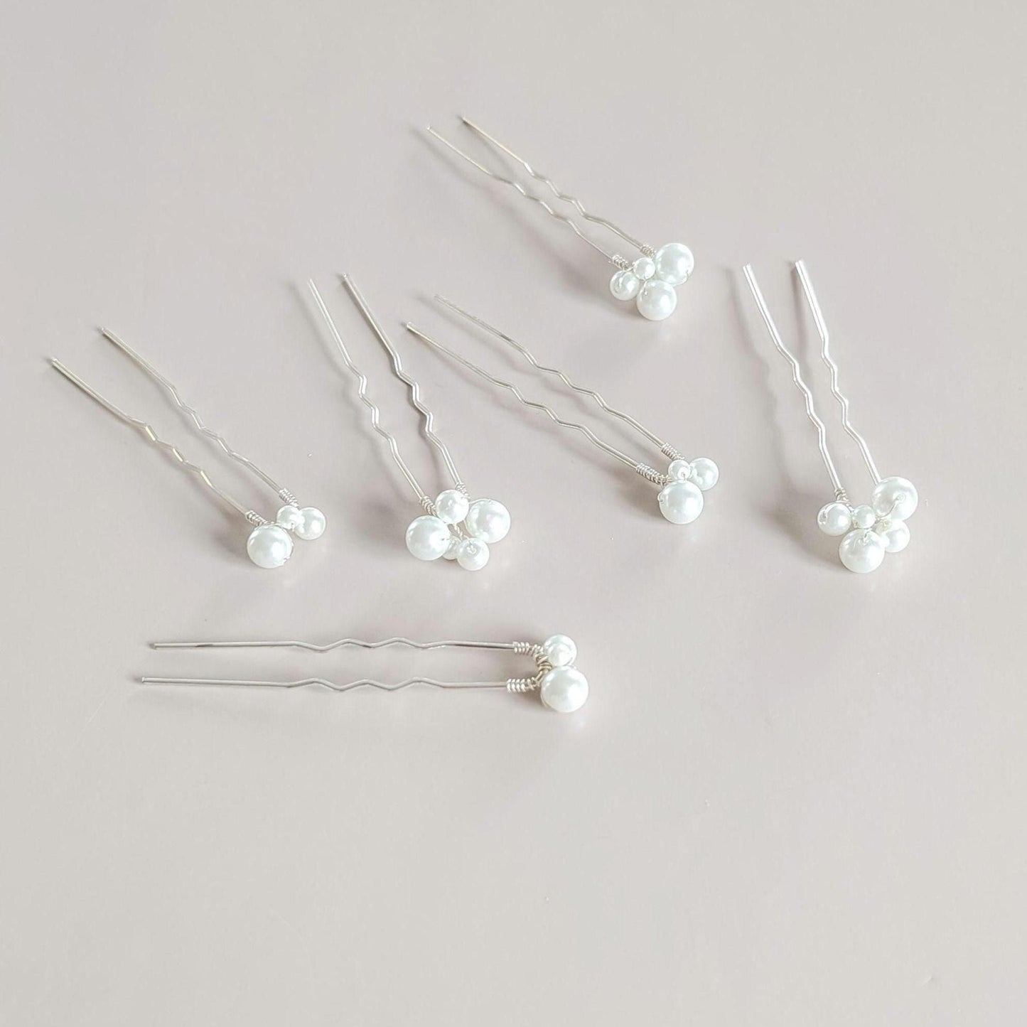 Elena - Pearl Cluster Hair Pin Set (Set of 6)