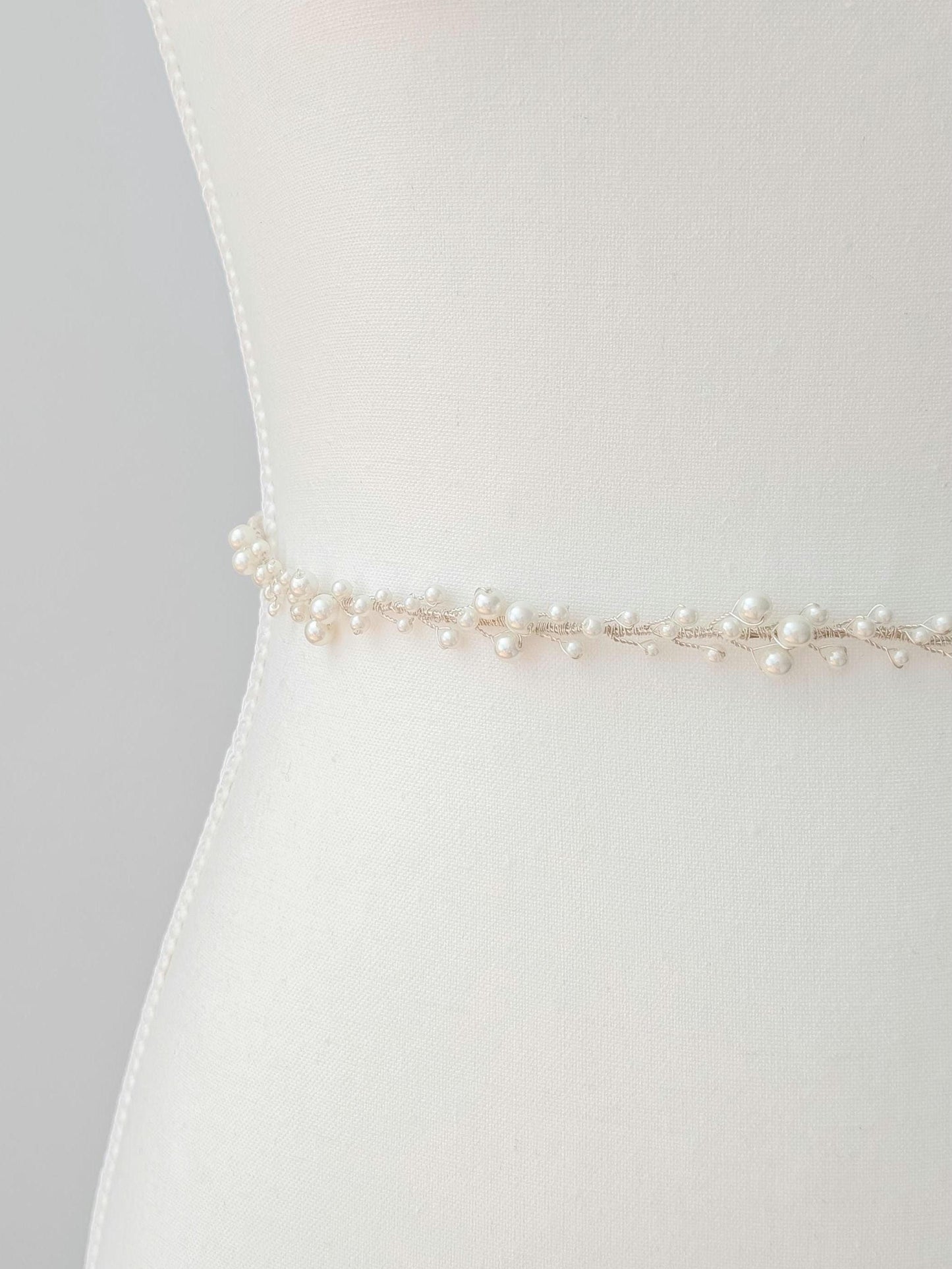 Eloise - Pearl Cluster Wedding Dress Sash (18"-30")