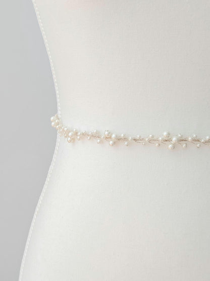 Eloise - Pearl Cluster Wedding Dress Sash (18"-30")