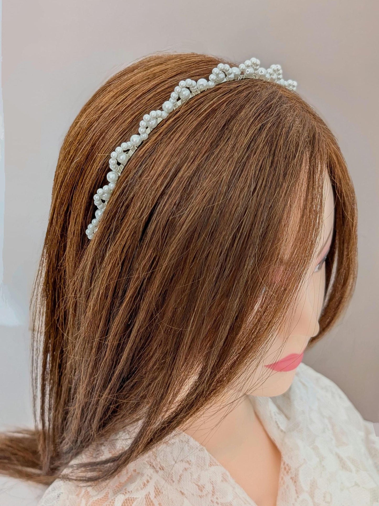 Margot - Elegant Pearl Crown Headband