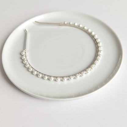 Macie - Dainty Single Row Pearl Bridal Headband