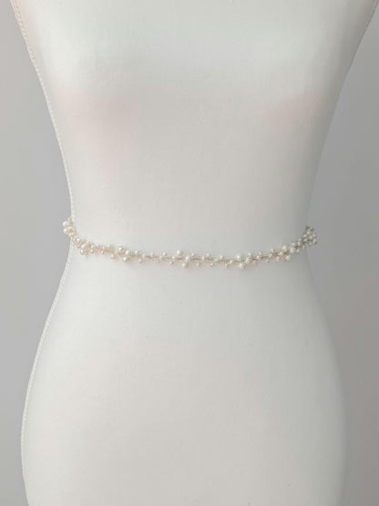 Eloise - Pearl Cluster Wedding Dress Sash (18"-30")