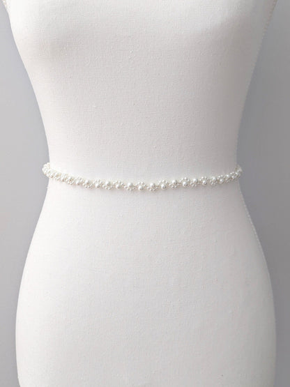 Lexi - Simple Pearl Bridal Belt (18"-30")