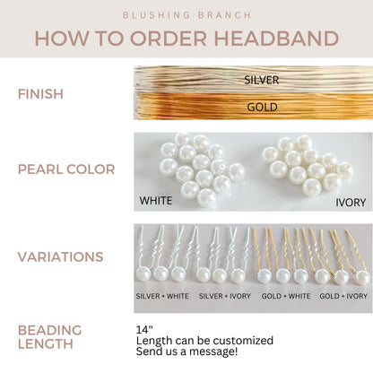 Lexi - Pearl Ribbon Tie Headband (14")