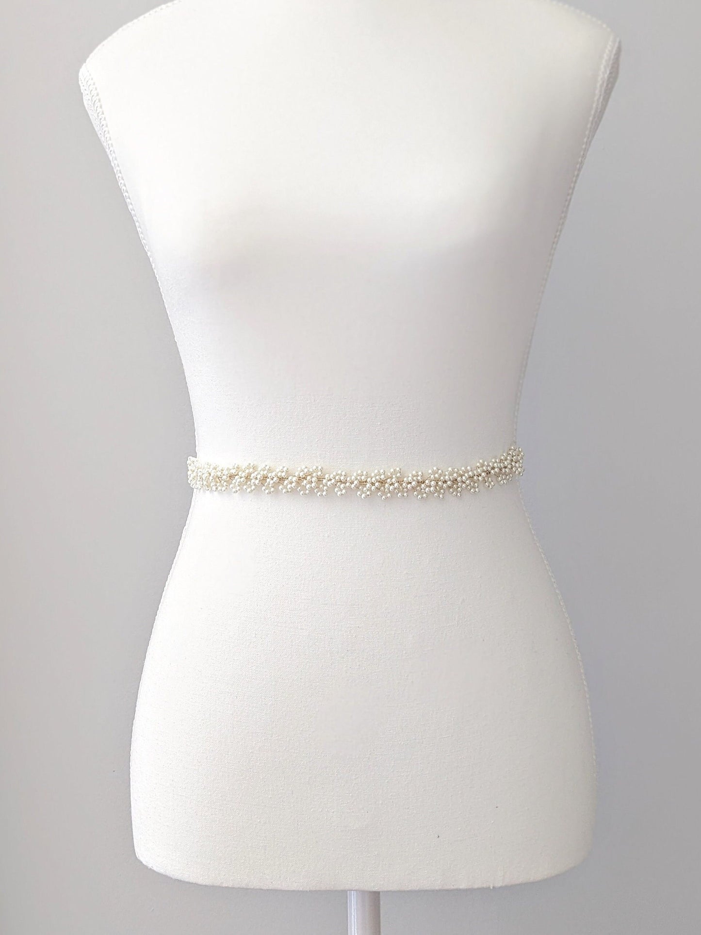 Sylvie - Baby’s Breath Inspired Pearl Bridal Sash (18"-24")