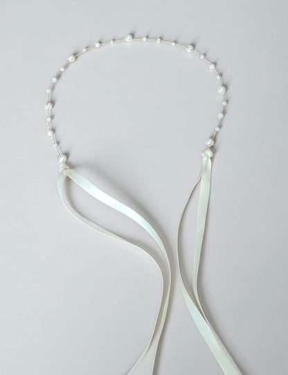 Hannah - Delicate Pearl Wedding Dress Sash (18"-30")
