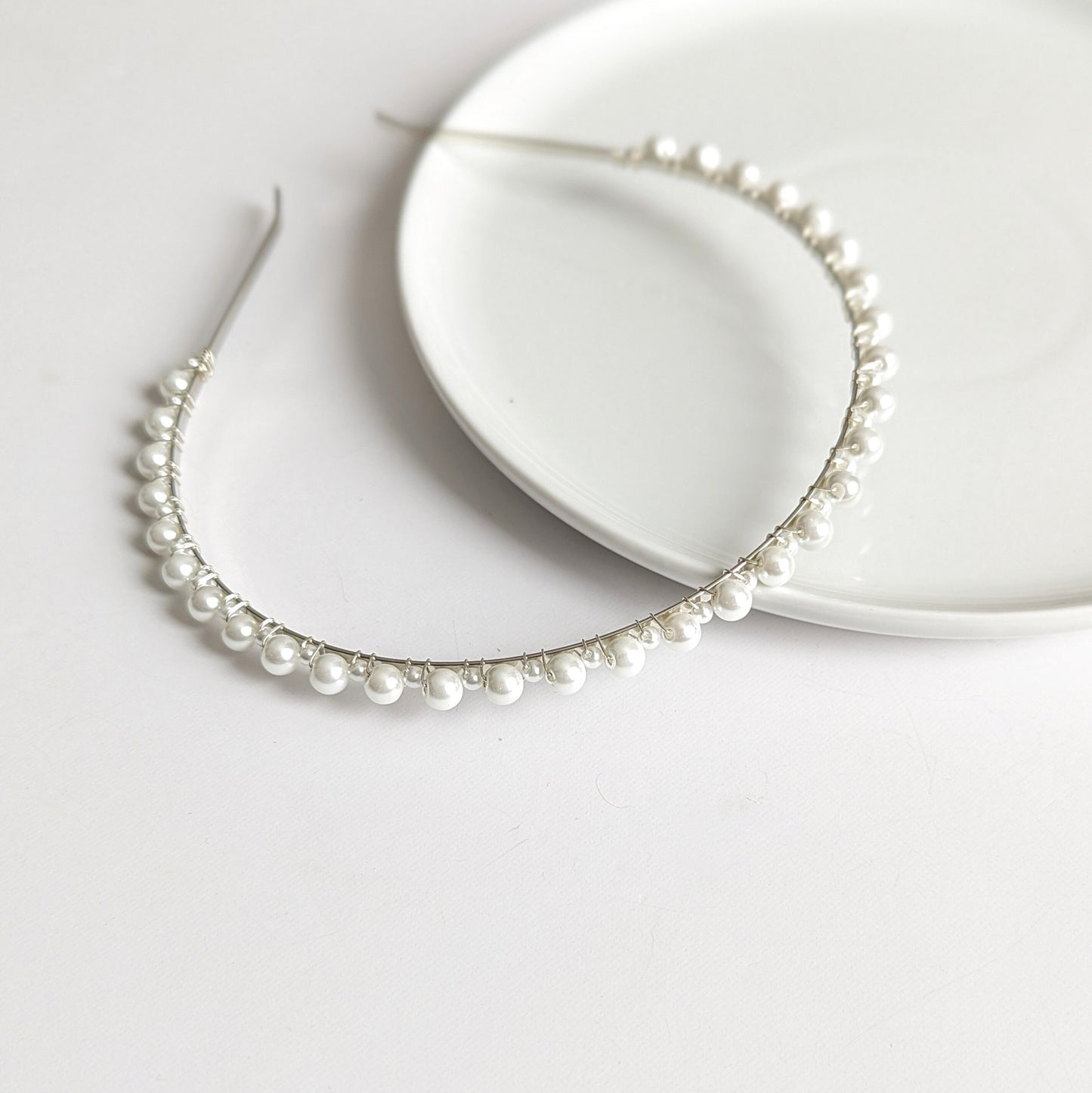 Macie - Dainty Single Row Pearl Bridal Headband