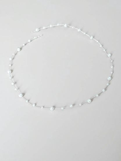 Hannah - Thin Pearl Bridal Hair Vine (8"-24")