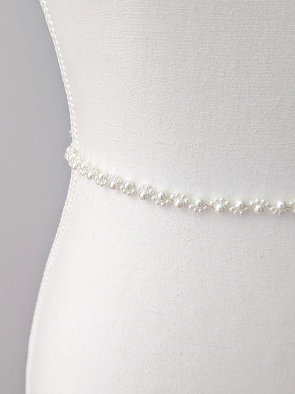 Lexi - Simple Pearl Bridal Belt (18"-30") Blushing Branch Lexi - Simple Pearl Bridal Belt (18"-30") Blushing Branch