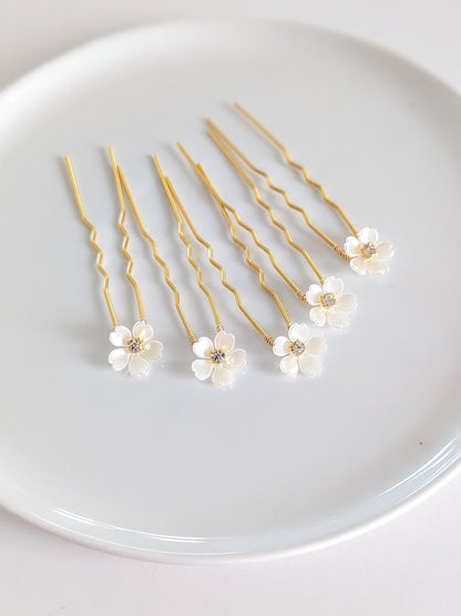 Camille – Single Flower Hair Pins (Set of 3, 5, or 10)